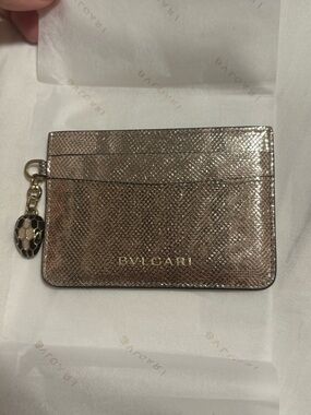 BVLGARI Serpenti Forever Card Case Holder, Snakehead Metallic Karung